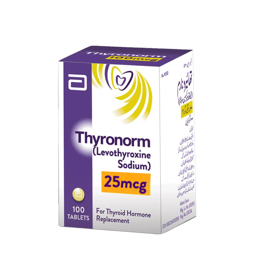 Abbott Thyronorm (Levothyroxine) 25 mcg, 100 Ct