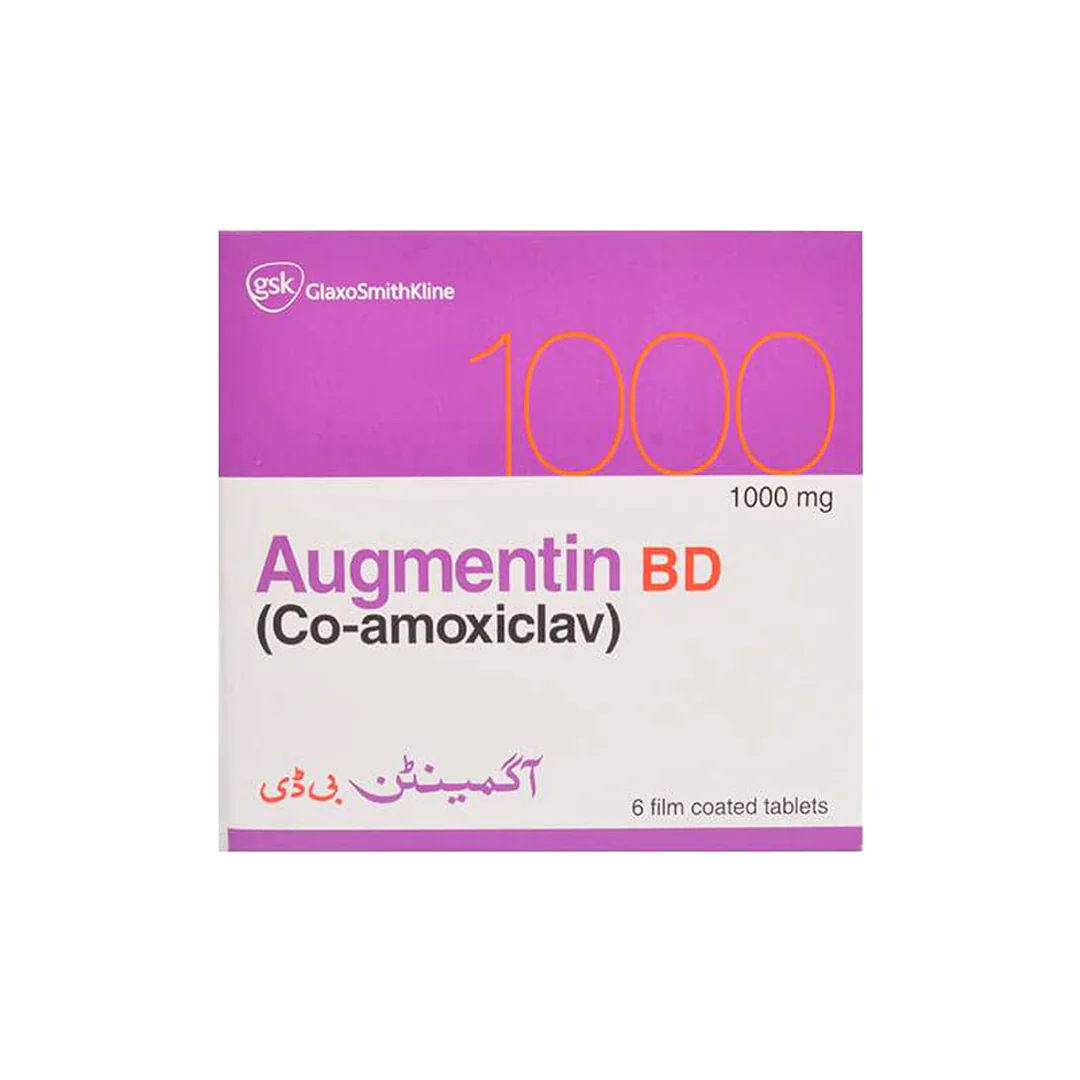 Augmentin BD (Amoxycillin+Clavulanate) 1000mg, 6 Ct - GSK