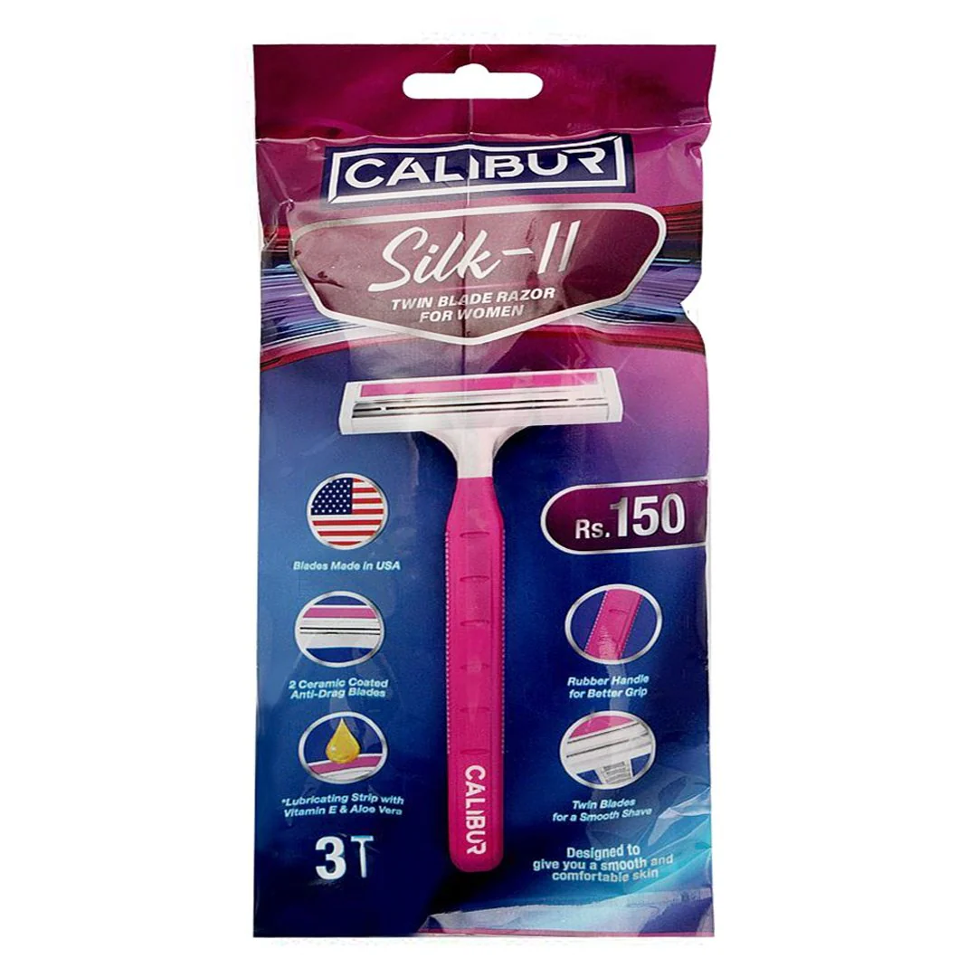 Calibur Silk II Twin Blade Razor for Women, 3 Ct