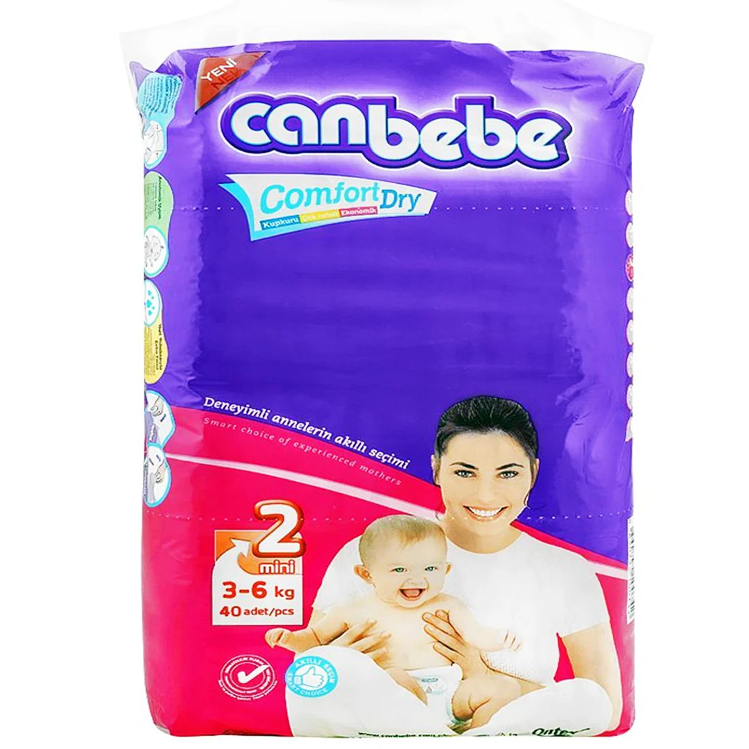Canbebe Comfort Dry Diapers Size 2 (Mini), 40 Ct - Image 2