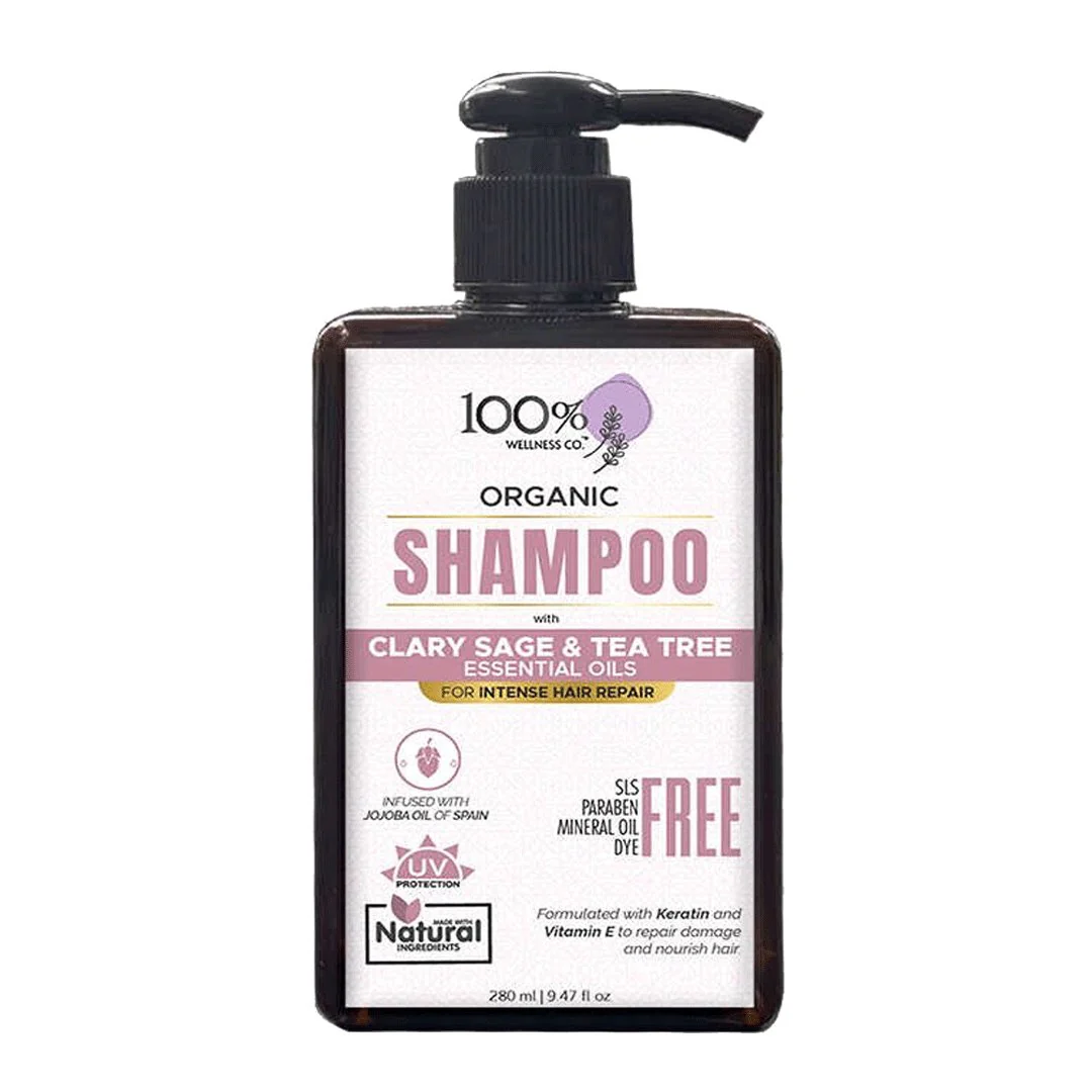 Clary Sage & Tea Tree Shampoo - 100% Wellness Co