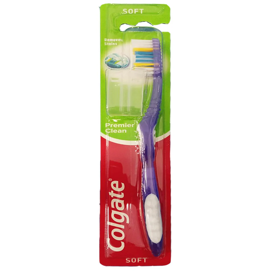 Colgate Premier Clean Soft Toothbrush (Blue), 1 Ct - Image 2