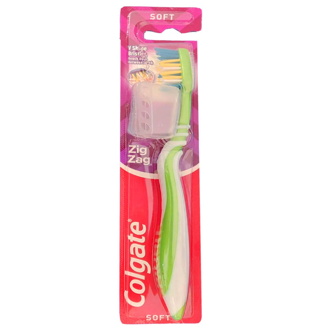 Colgate ZigZag Soft Toothbrush (Green), 1 Ct