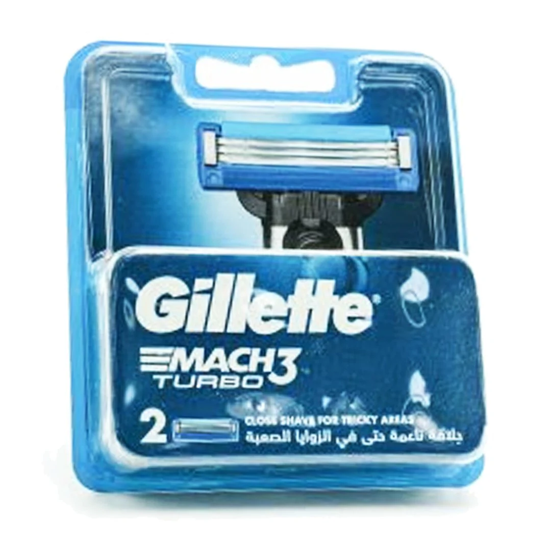 Gillette Mach3 Turbo Razor Blade Refills, 2 Ct