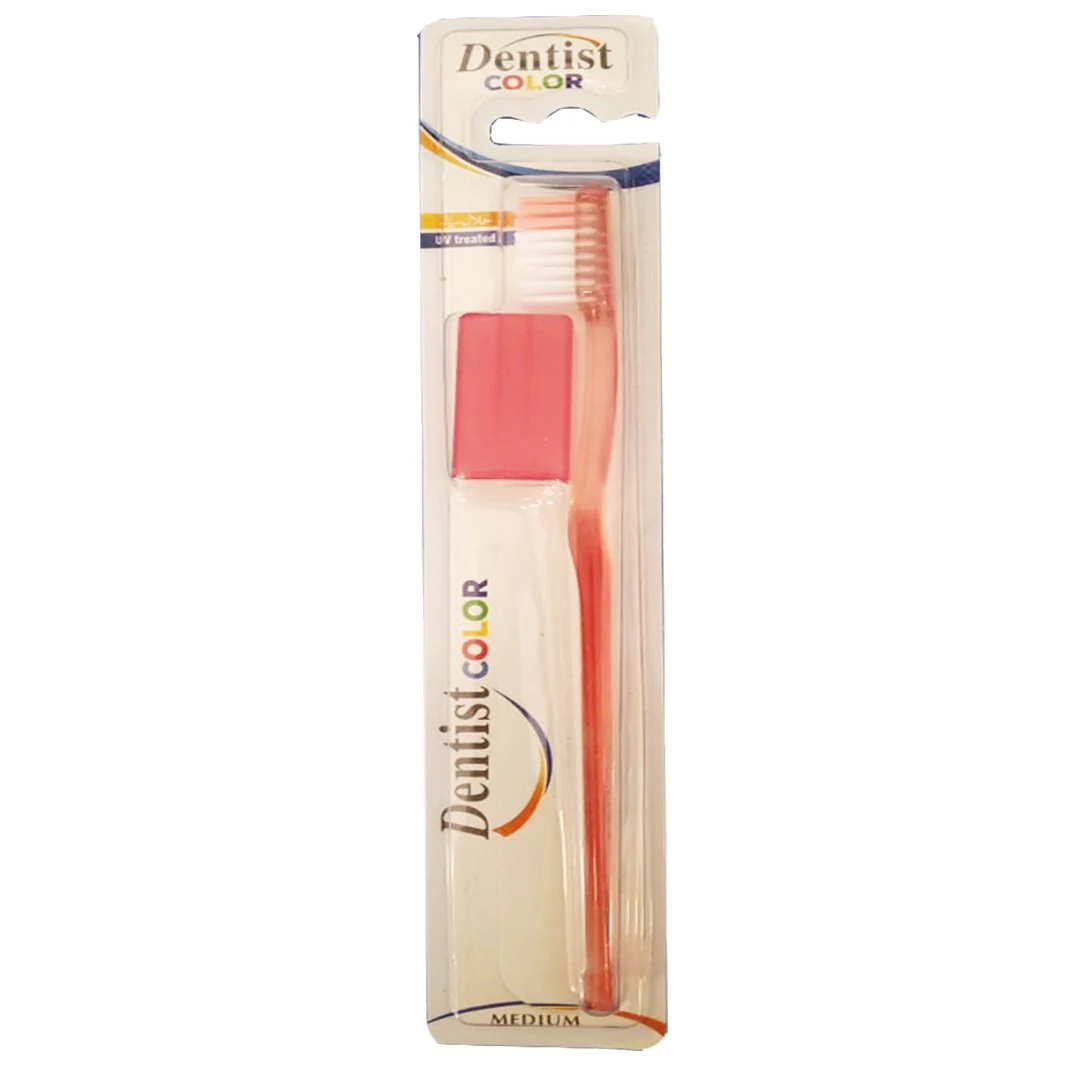 Dentist Color Medium Toothbrush (Red)