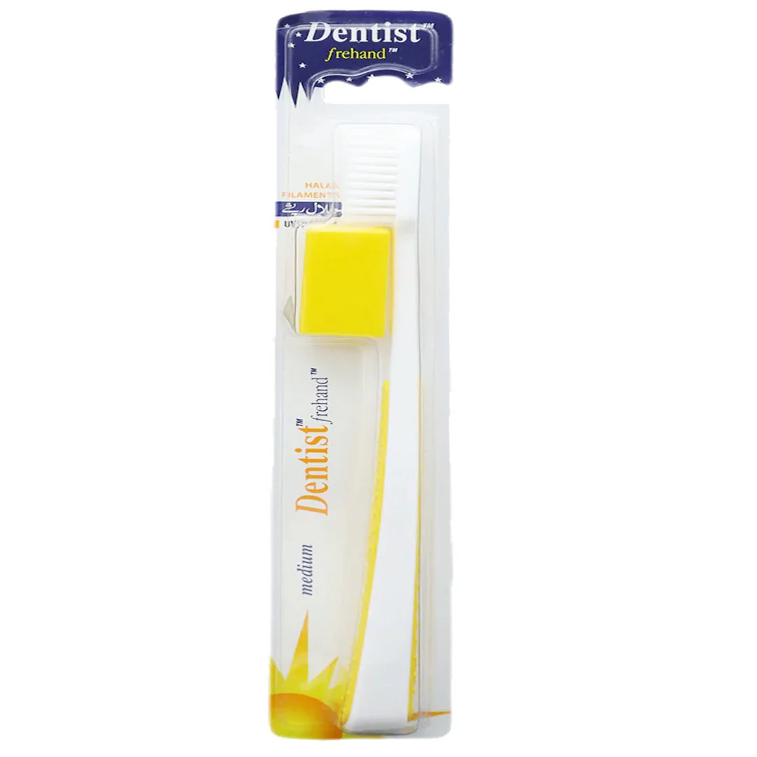 Dentist Frehand Medium Toothbrush (Yellow)
