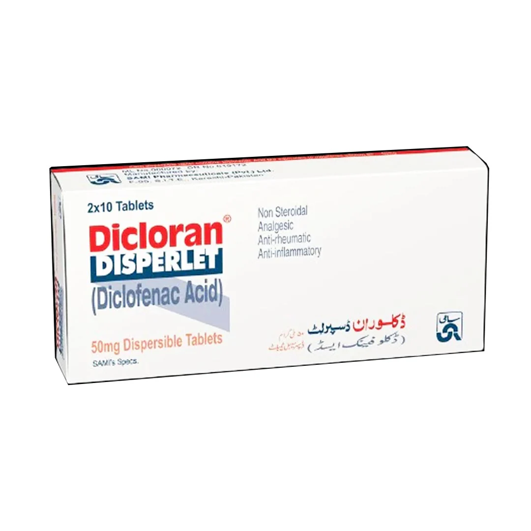 Dicloran (Diclofenac) Dispersible Tablets 50mg, 20 Ct - Sami Pharma
