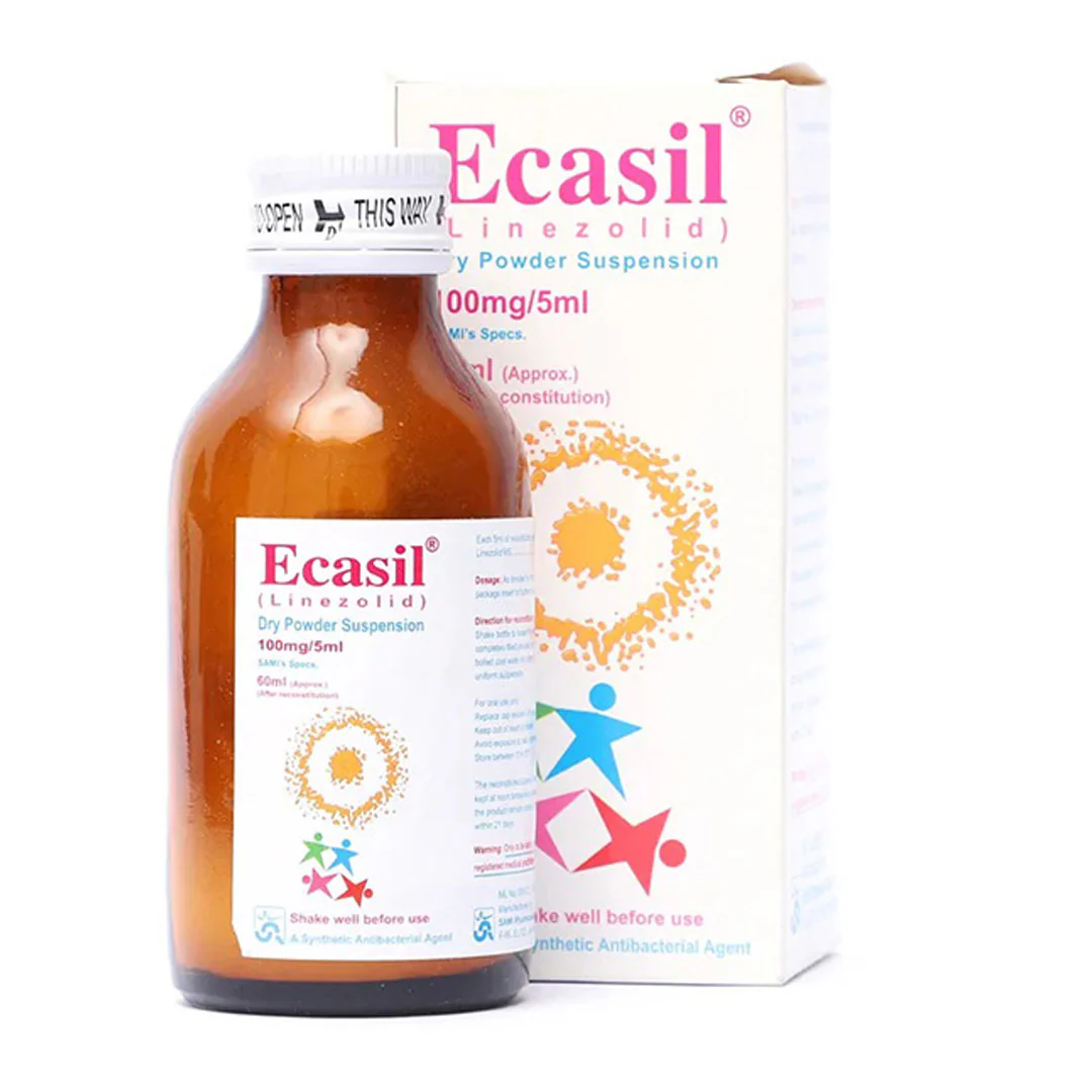 Ecasil (Linezolid) Dry Powder Suspension 100mg/5ml, 60 ml - Sami Pharma