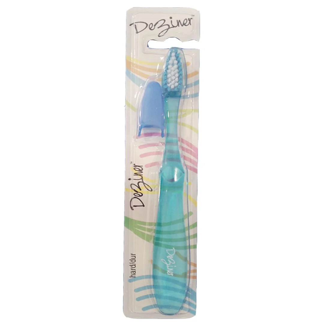 Ezigrip Deziner Hard Toothbrush (Blue), 1 Ct