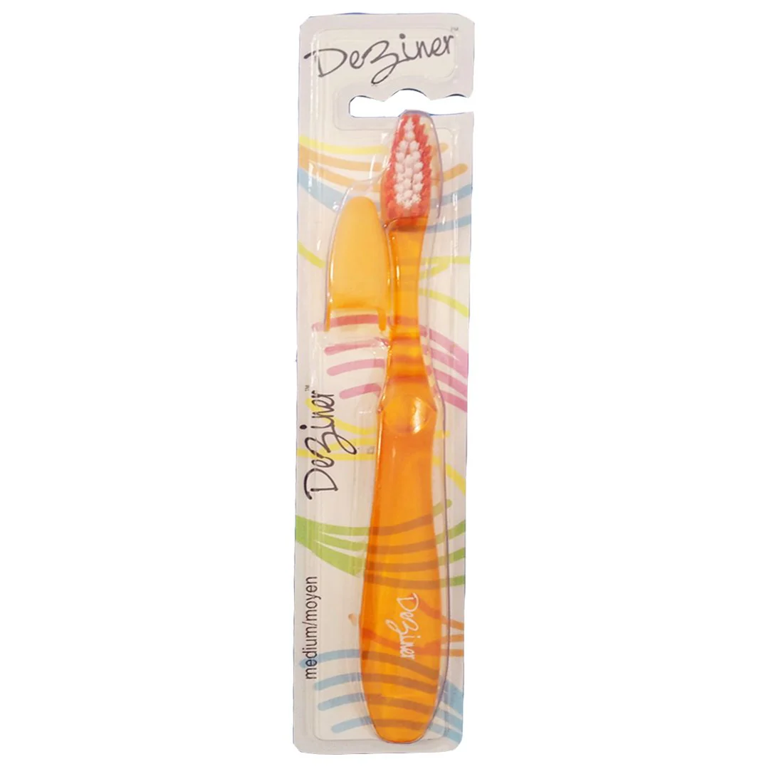 Ezigrip Deziner Medium Toothbrush (Orange), 1 Ct