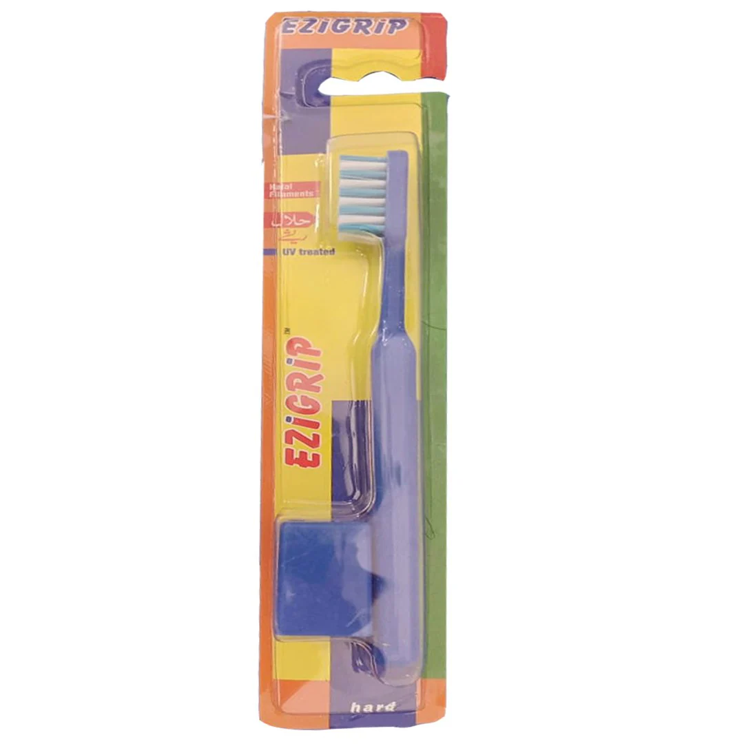 Ezigrip Hard Toothbrush (Blue), 1 Ct