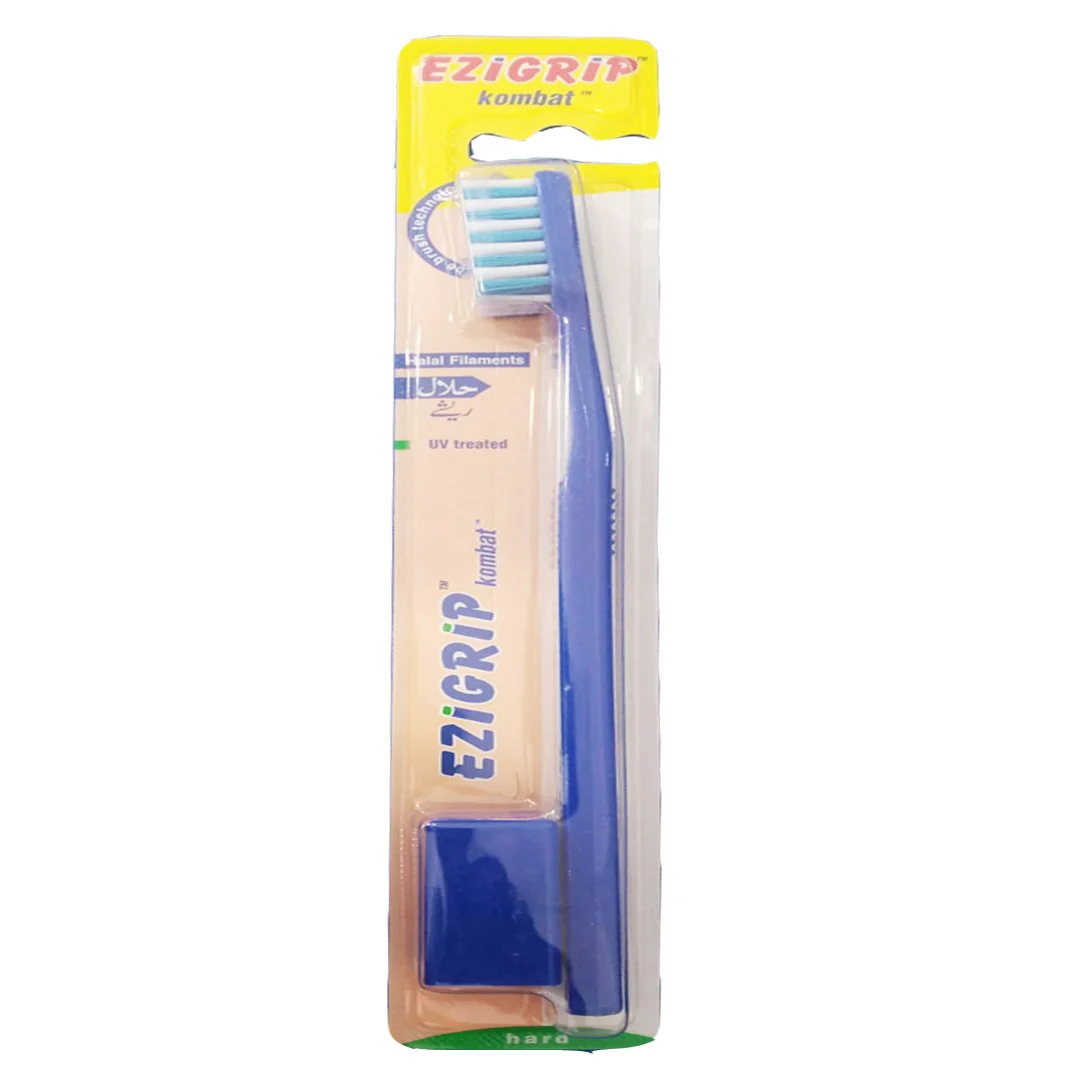 Ezigrip Kombat Hard Toothbrush (Blue), 1 Ct