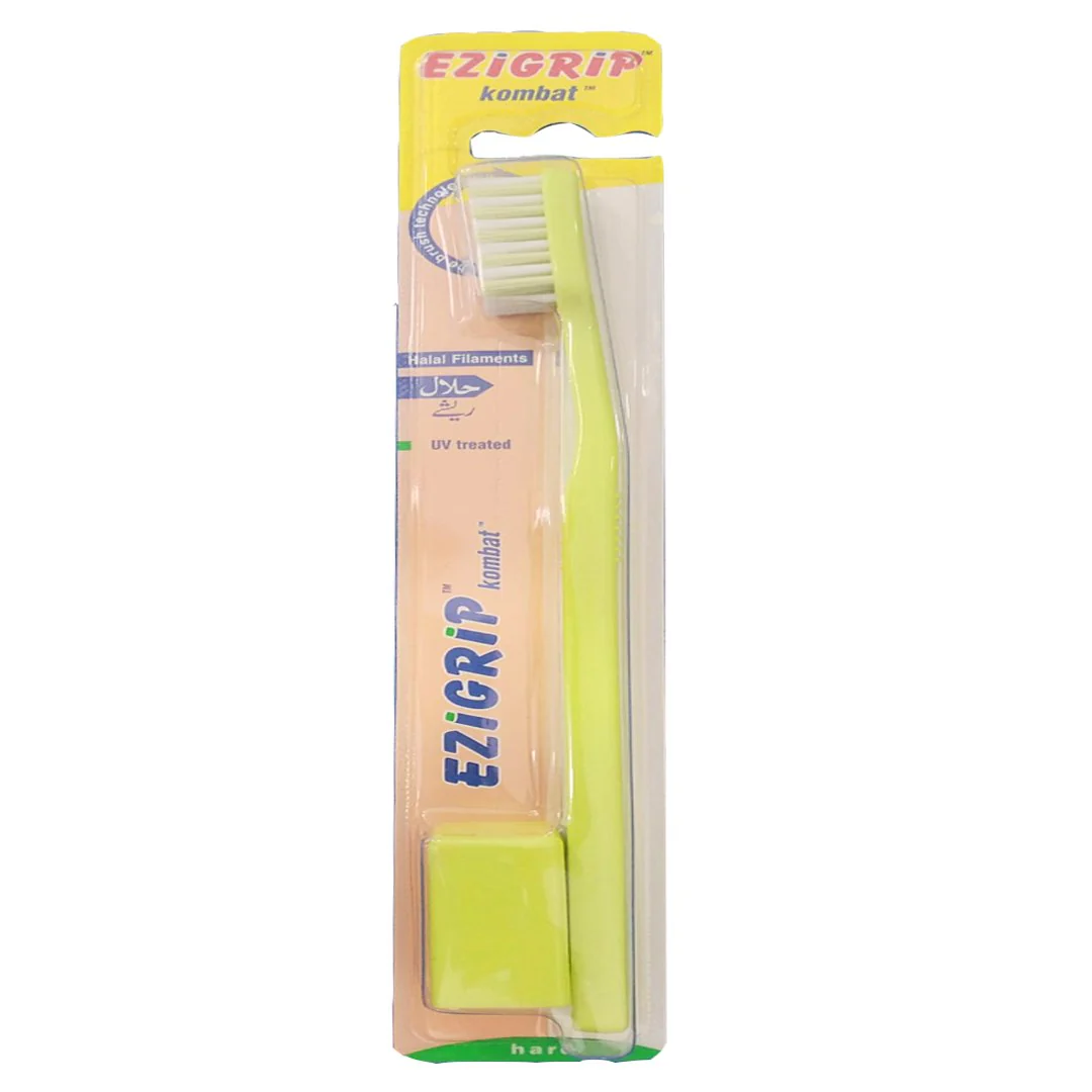 Ezigrip Kombat Hard Toothbrush (Light Green), 1 Ct