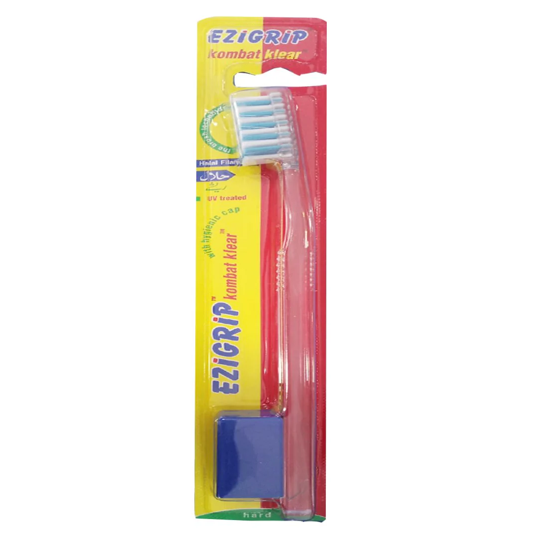Ezigrip Kombat Klear Hard Toothbrush (Blue), 1 Ct