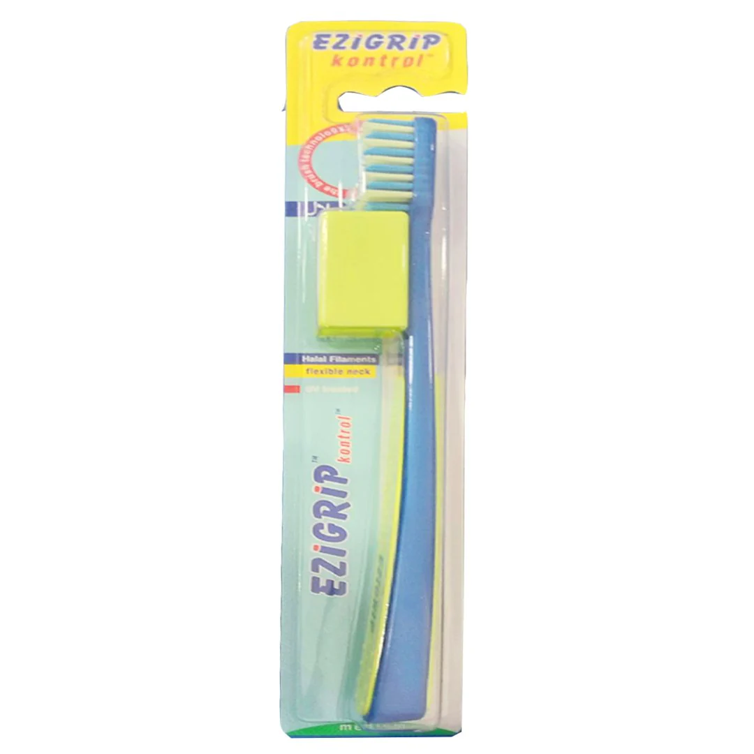 Ezigrip Kontrol Medium Toothbrush (Blue), 1 Ct