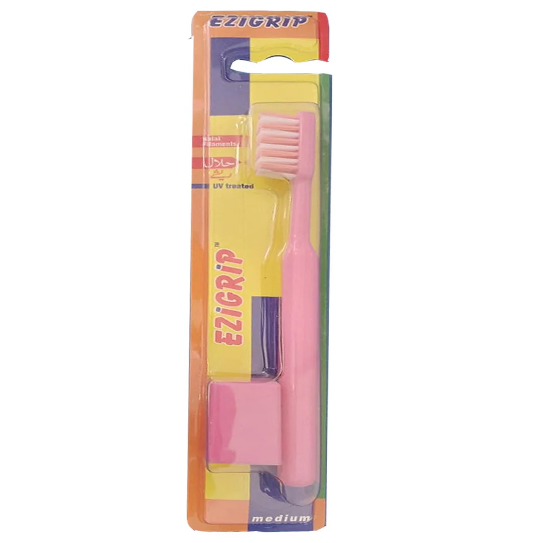 Ezigrip Medium Toothbrush (Pink), 1 Ct