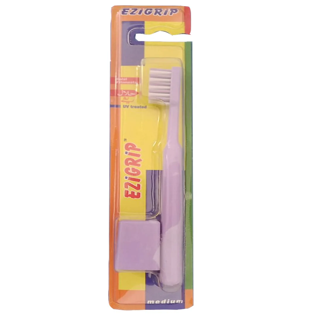 Ezigrip Medium Toothbrush (Purple), 1 Ct