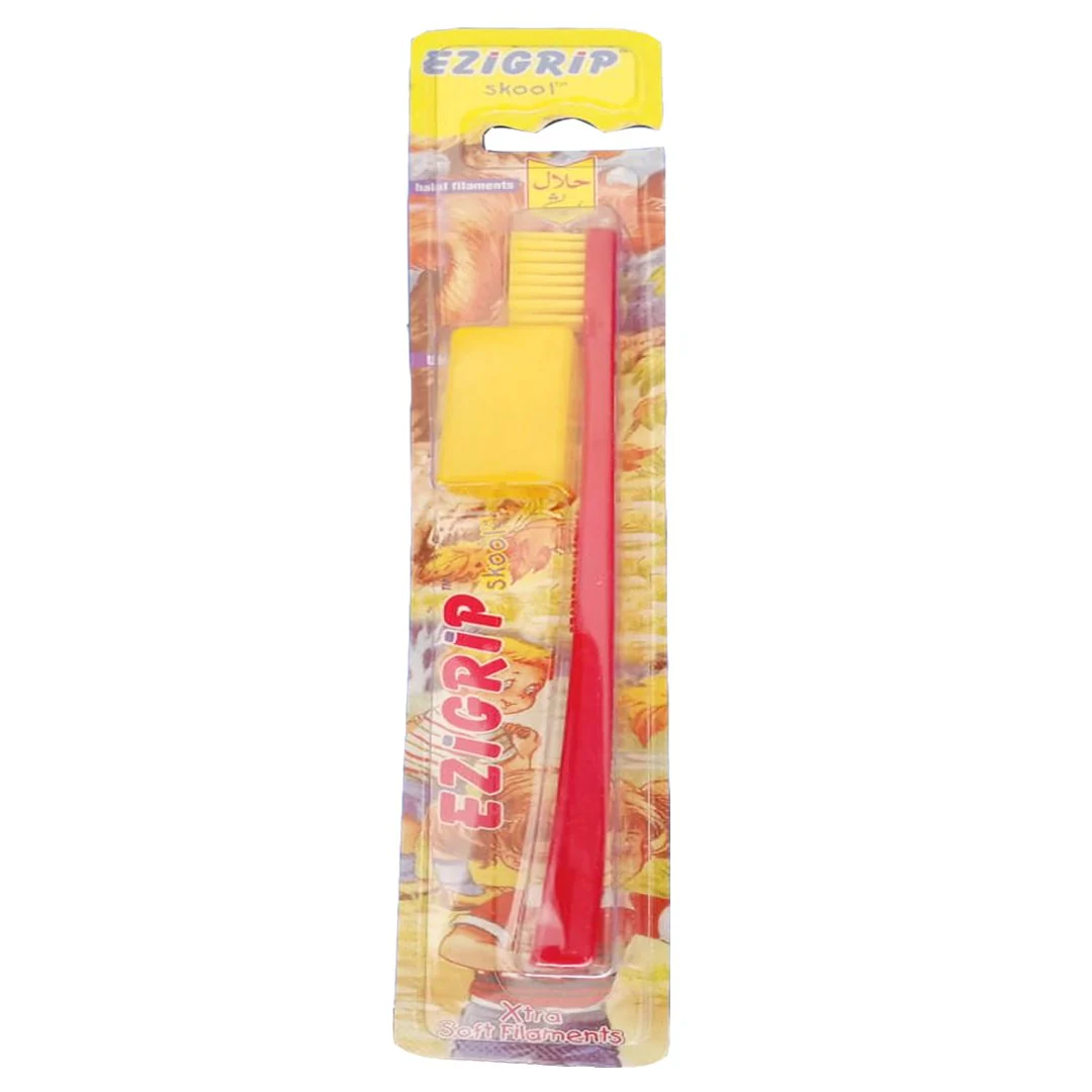 Ezigrip Skool Xtra Soft Filaments Toothbrush (Red), 1 Ct