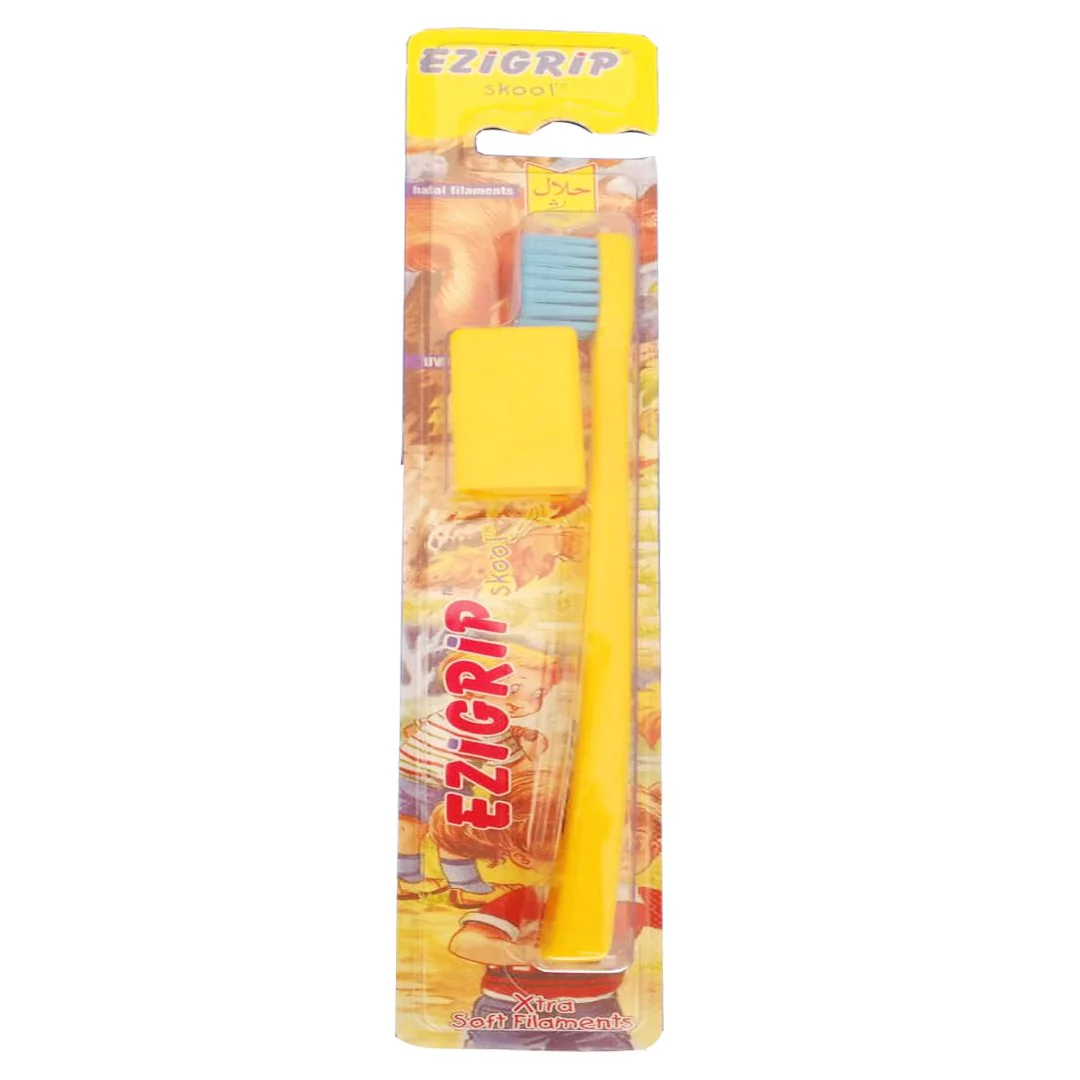 Ezigrip Skool Xtra Soft Filaments Toothbrush (Yellow), 1 Ct