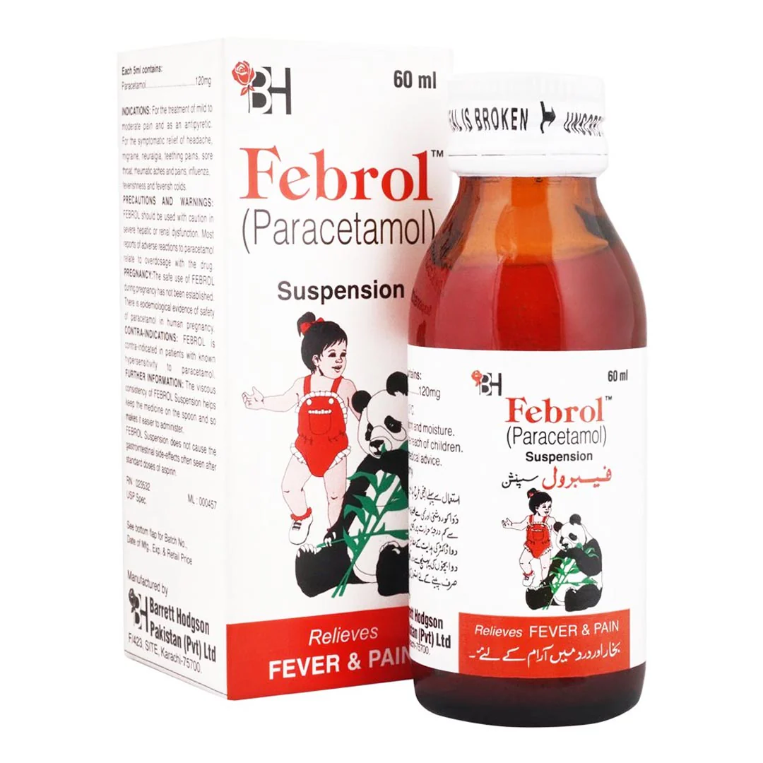 Febrol (Paracetamol) Suspension, 60ml - Barrett Hodgson
