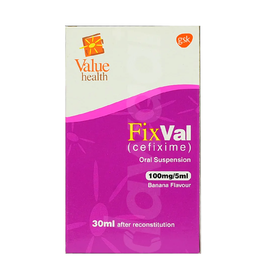 FixVal (Cefixime) Oral Suspension 100mg/5ml , 30ml - GSK