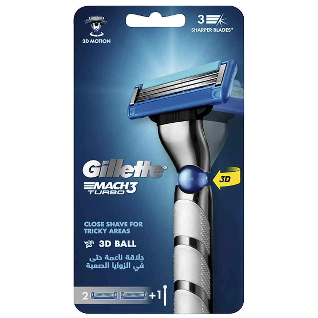Gillette Mach3 Turbo Razor with 1 Extra Blade Refill - Image 2