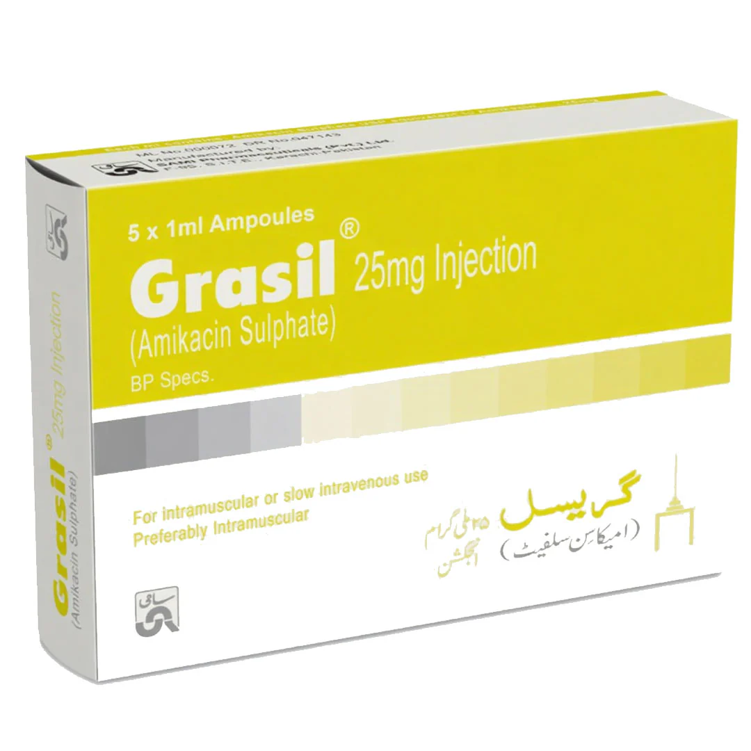 Grasil (Amikacin) 25mg Injection, 5 Ct - Sami Pharma