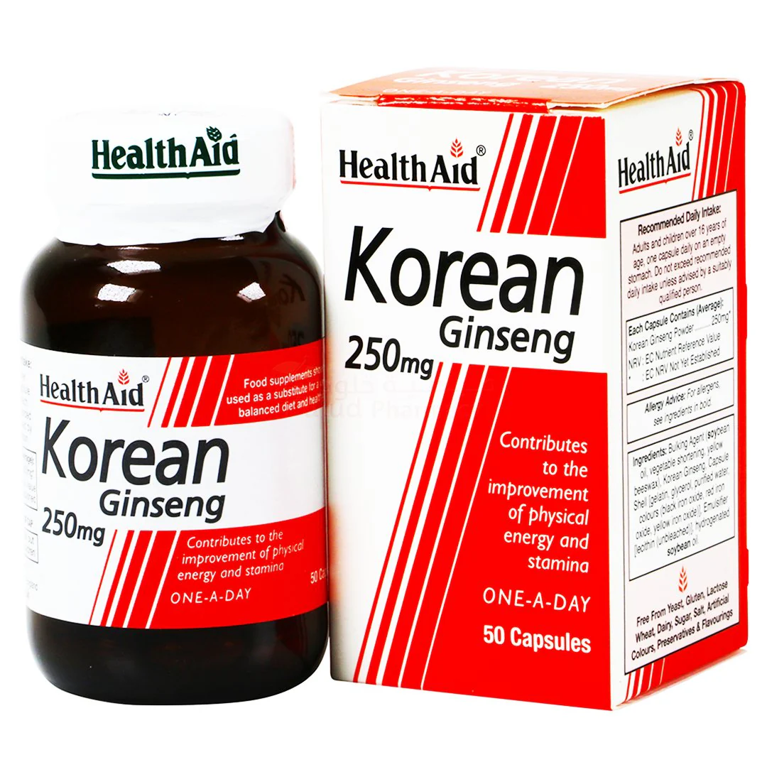 HealthAid Korean Ginseng 250mg, 50 Ct