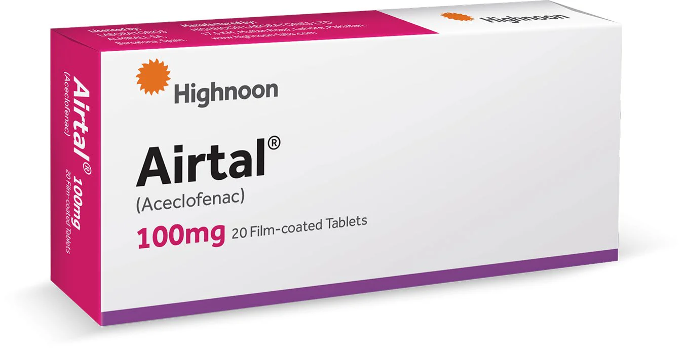 Airtal (Aceclofenac) 100mg, 20 Ct - Highnoon