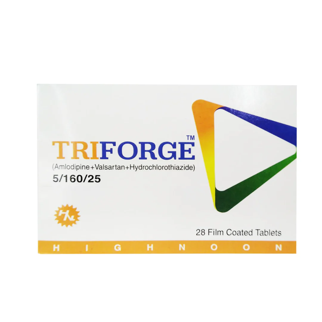 Triforge (Amlodipine/Valsartan/Hydrochlorothiazide) 5mg/160mg/25mg, 28 Ct - Highnoon