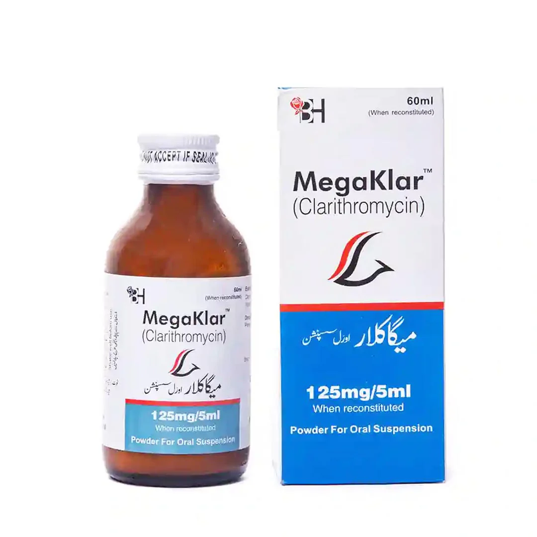 Megaklar (Clarithromycin) 125mg/5ml Oral Suspension, 60ml - Barrett Hodgson