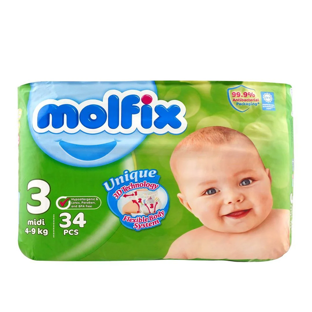 Molfix Diapers Size 3 (Midi), 34 Ct