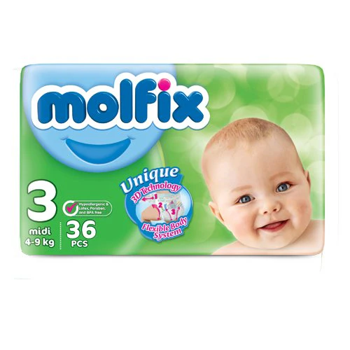 Molfix Diapers Size 3 (Midi), 36 Ct