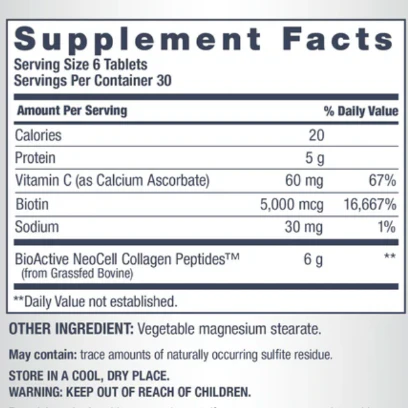 NeoCell Grassfed Collagen Peptides + C & Biotin (90 Ct - 180 Ct) - Image 4