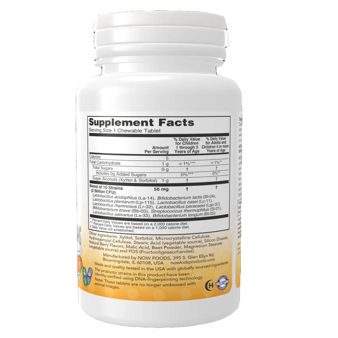 NOW Kids BerryDophilus Chewables Probiotic, 60 Ct - Image 2