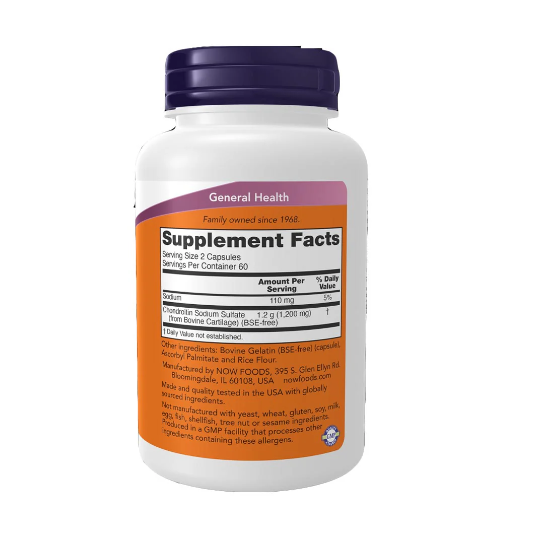 NOW Chondroitin Sulfate 600mg, 120 Ct - Image 2