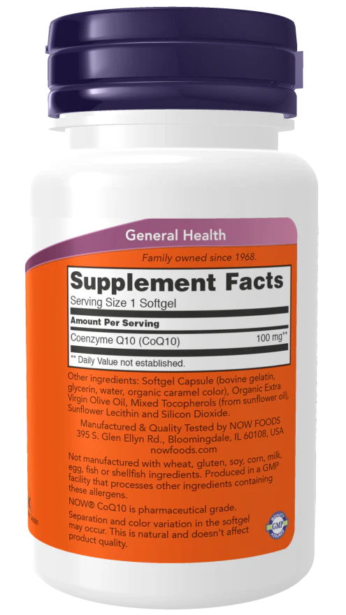 NOW CoQ10 100mg, 50 Ct - Image 2