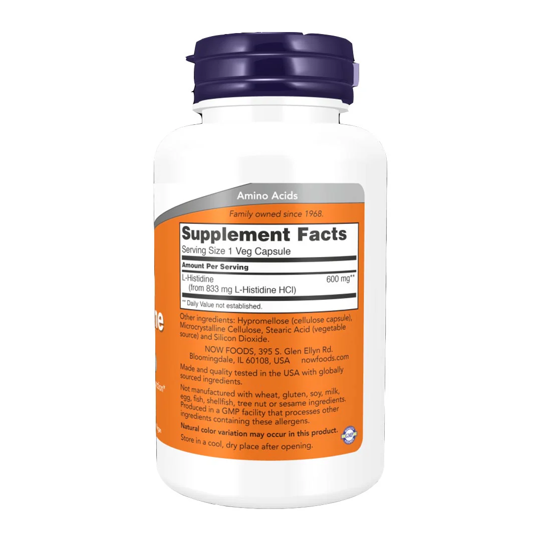 NOW L-Histidine 600mg, 60 Ct - Image 3