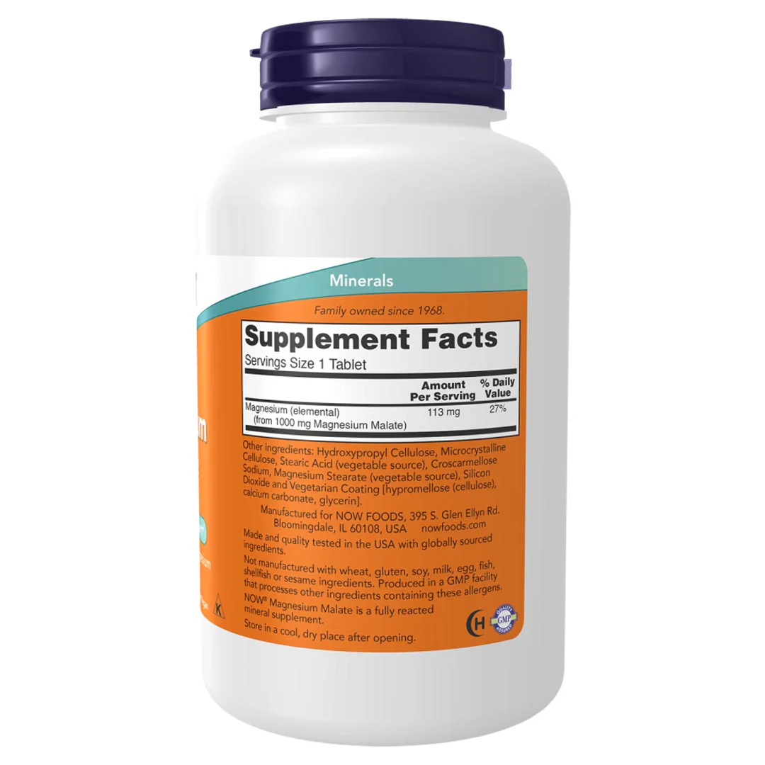 NOW Magnesium Malate 1000mg, 180 Ct - Image 2