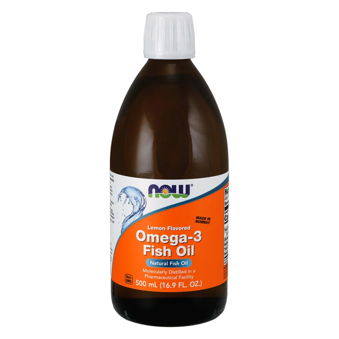 NOW Omega-3 Fish Oil Liquid (Lemon), 500ml