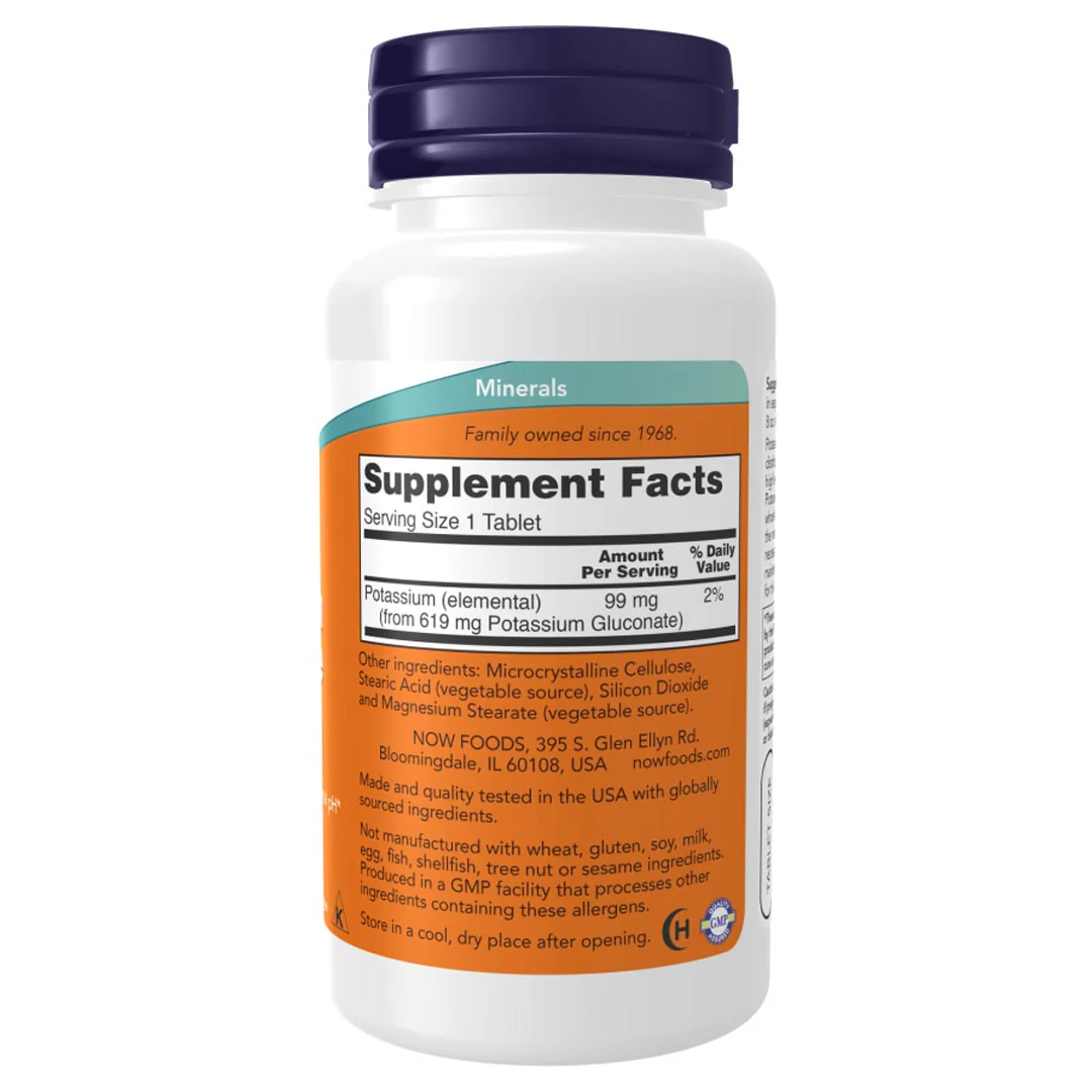 NOW Potassium Gluconate 99mg, 100 Ct - Image 2