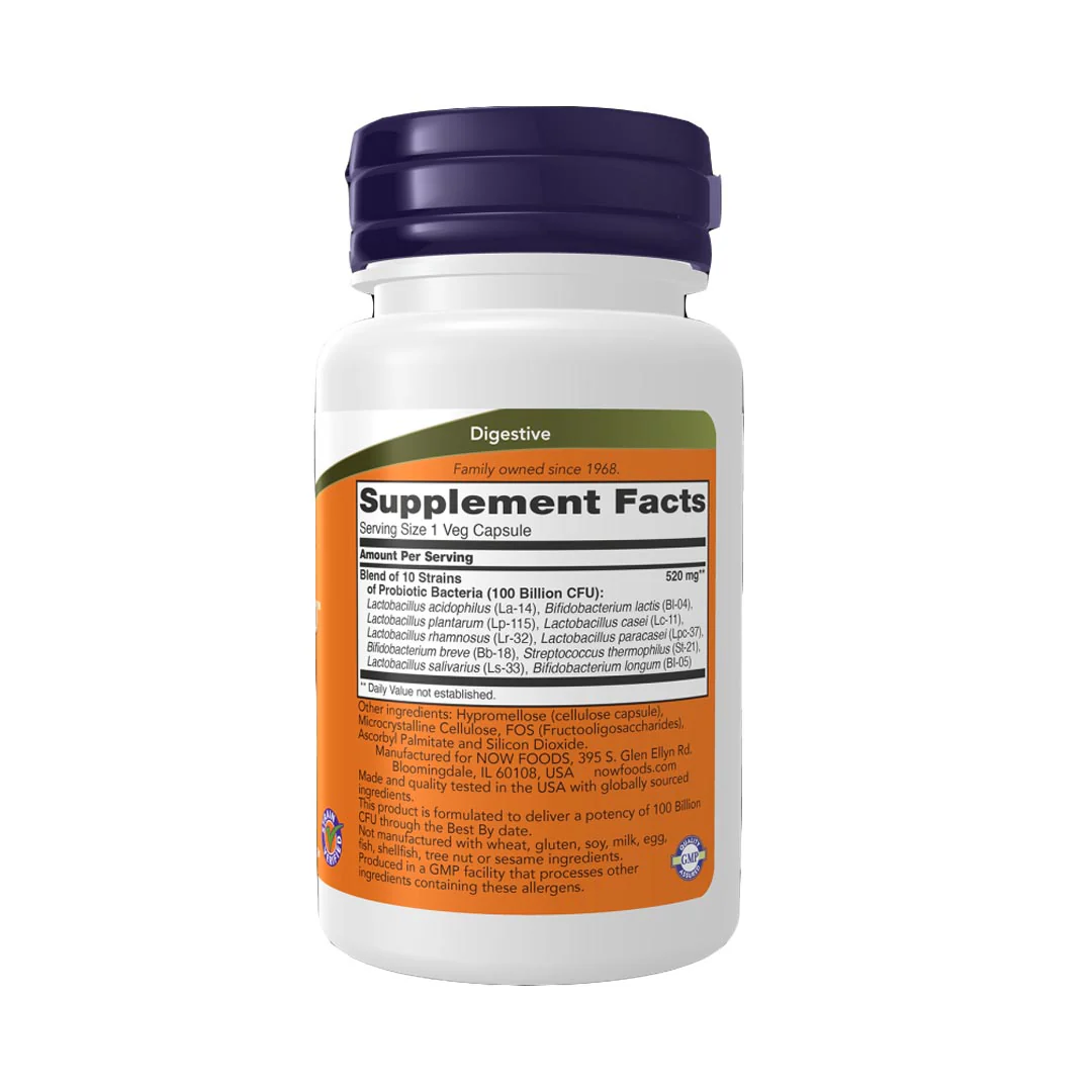 NOW Probiotic-10 100 Billion, 60 Ct - Image 2