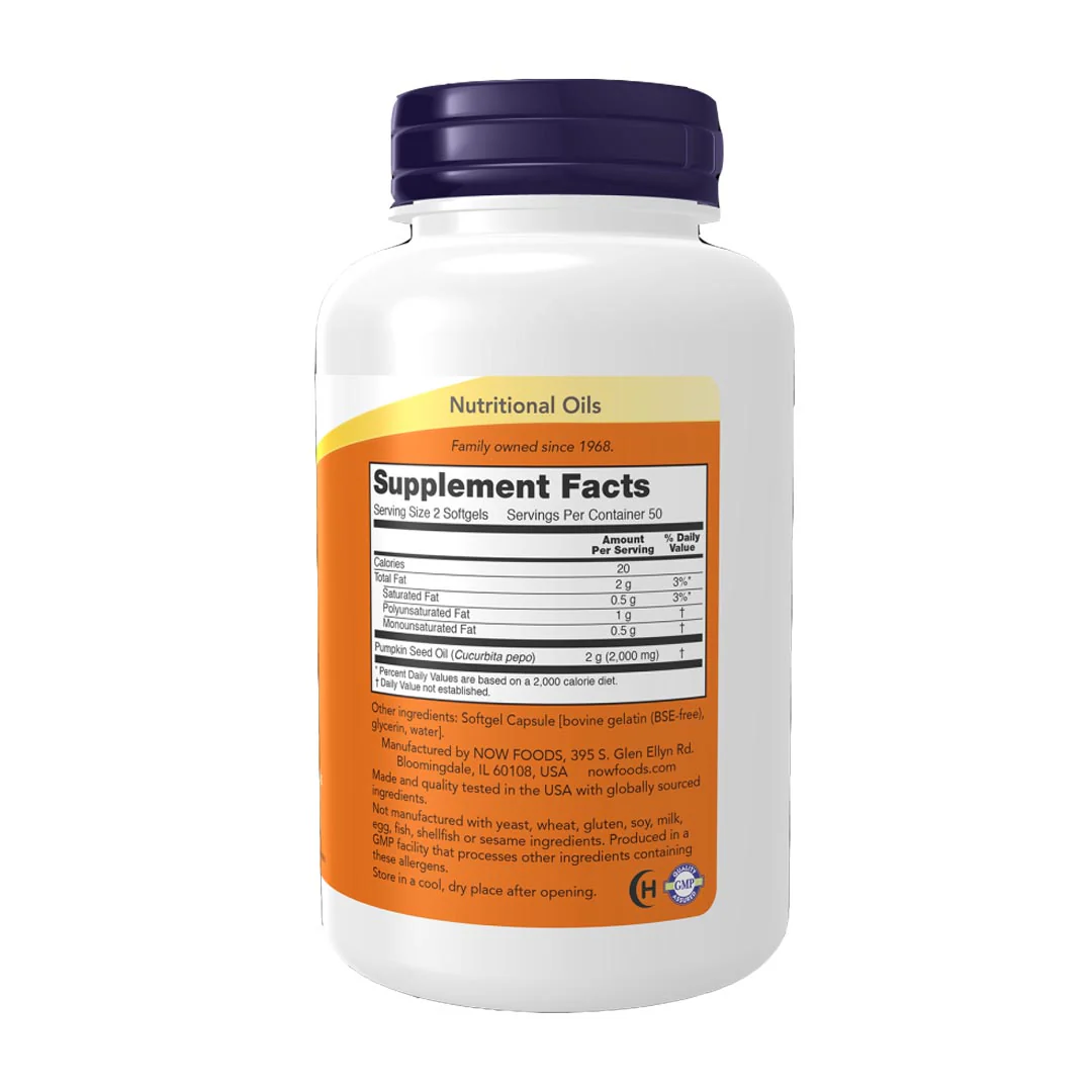 NOW Pumpkin Seed Oil 1000mg, 100 Ct - Image 2