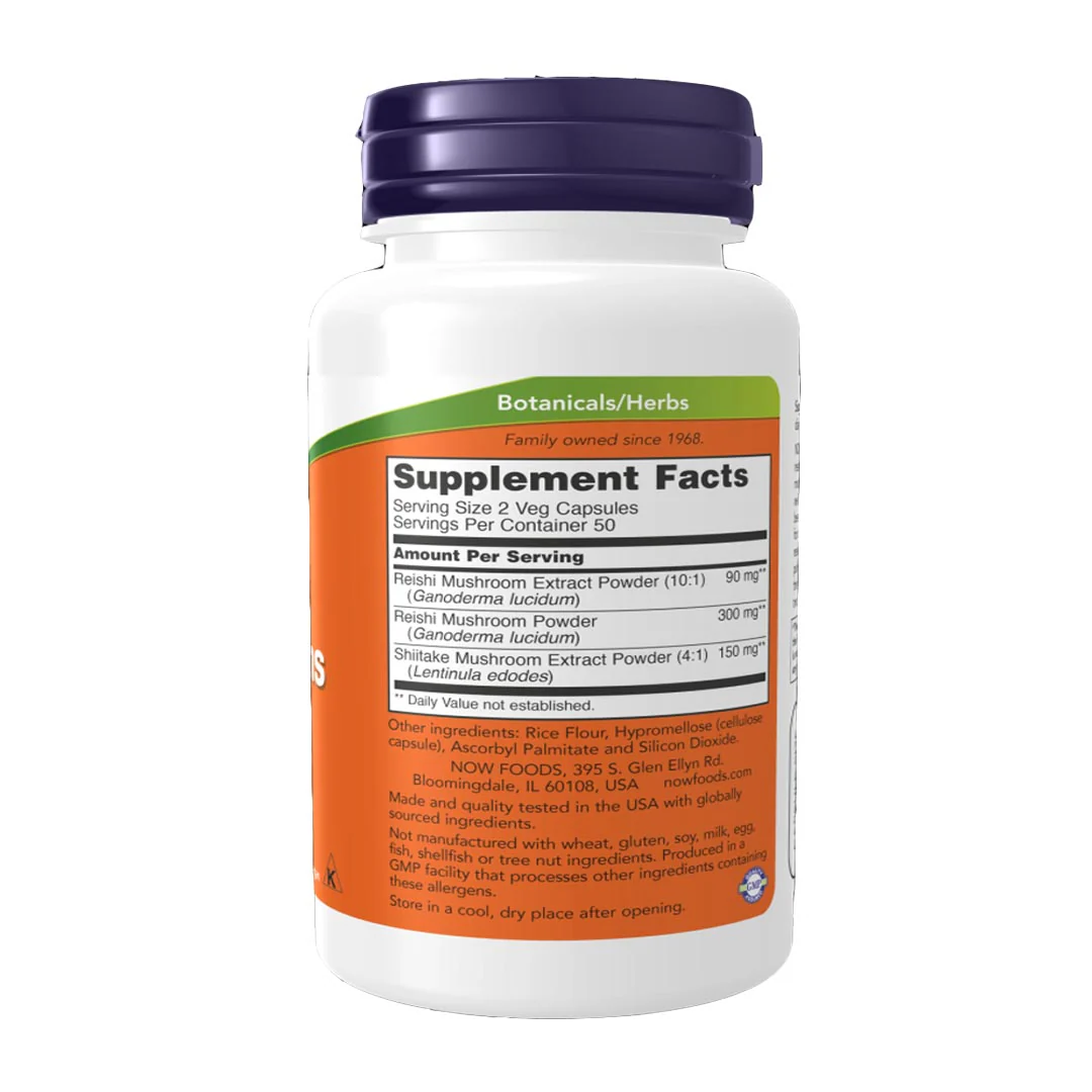 NOW Rei-Shi Mushrooms 270mg, 100 Ct - Image 2