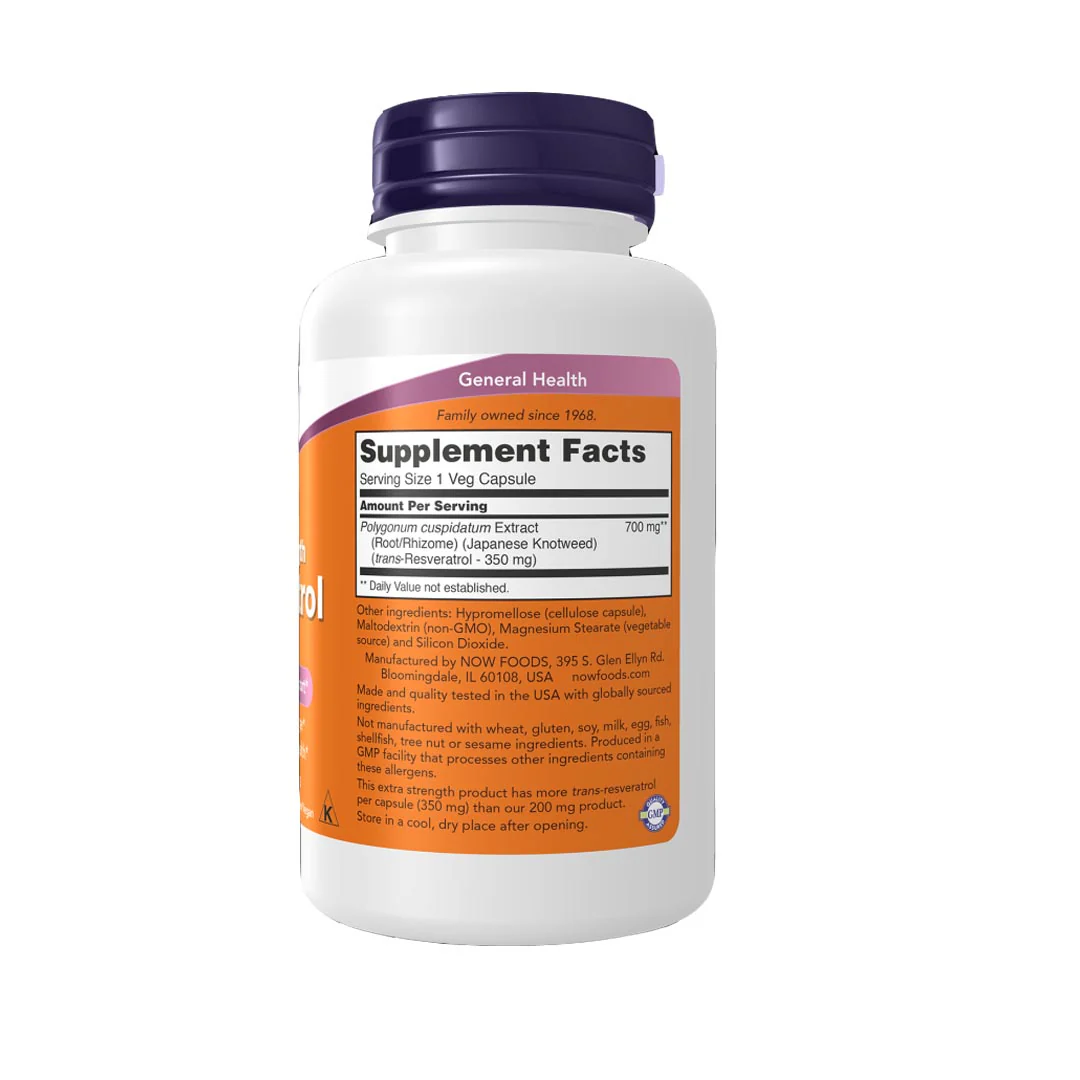 NOW Resveratrol 350mg, 60 Ct - Image 2
