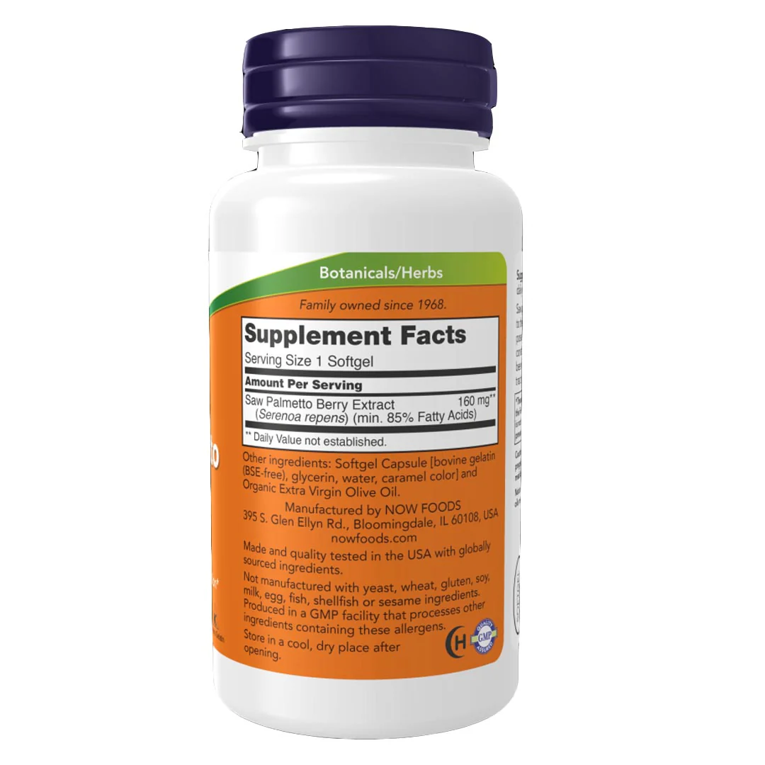 NOW Saw Palmetto Extract 160mg, 120 Ct - Image 2