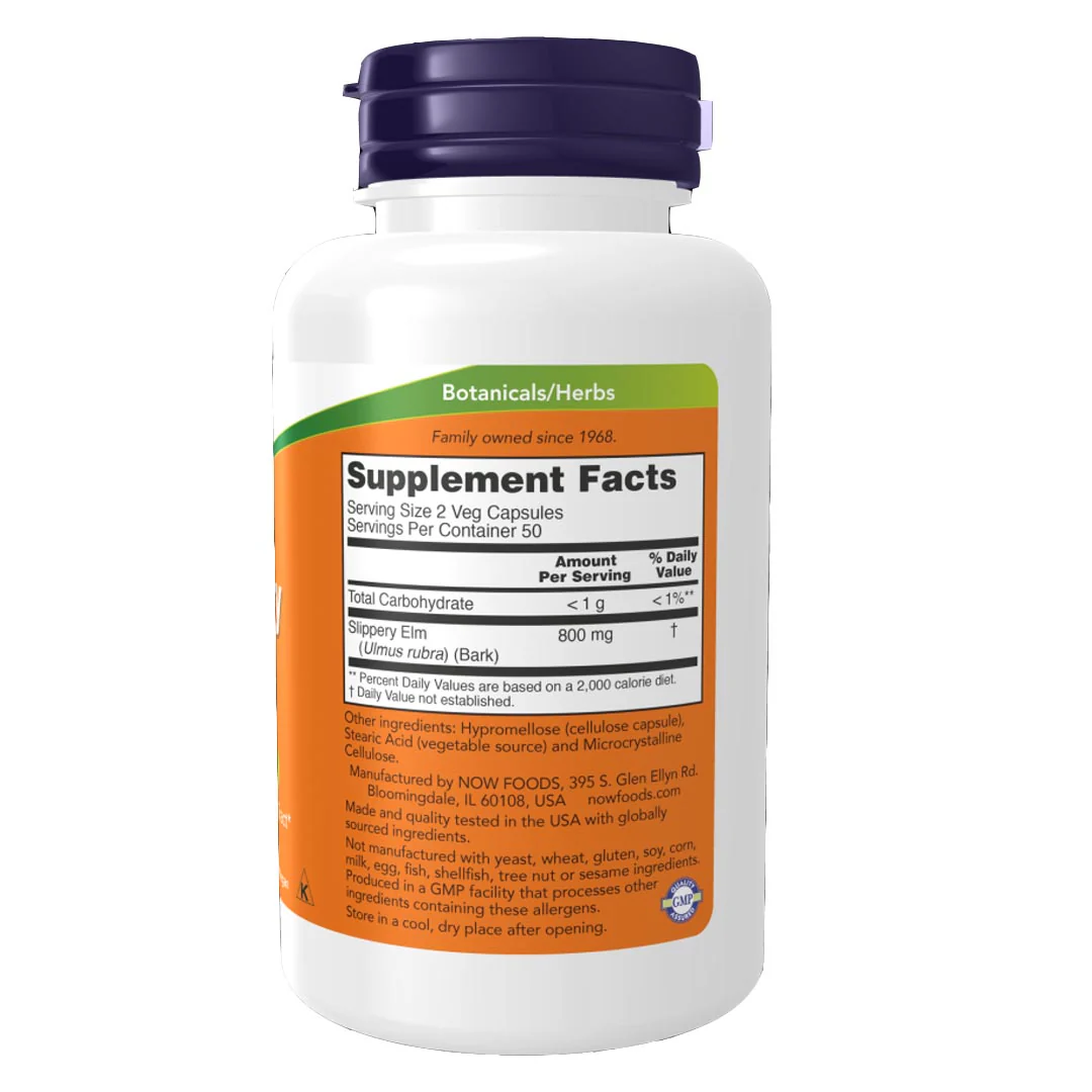 NOW Slippery Elm 400mg, 100 Ct - Image 2