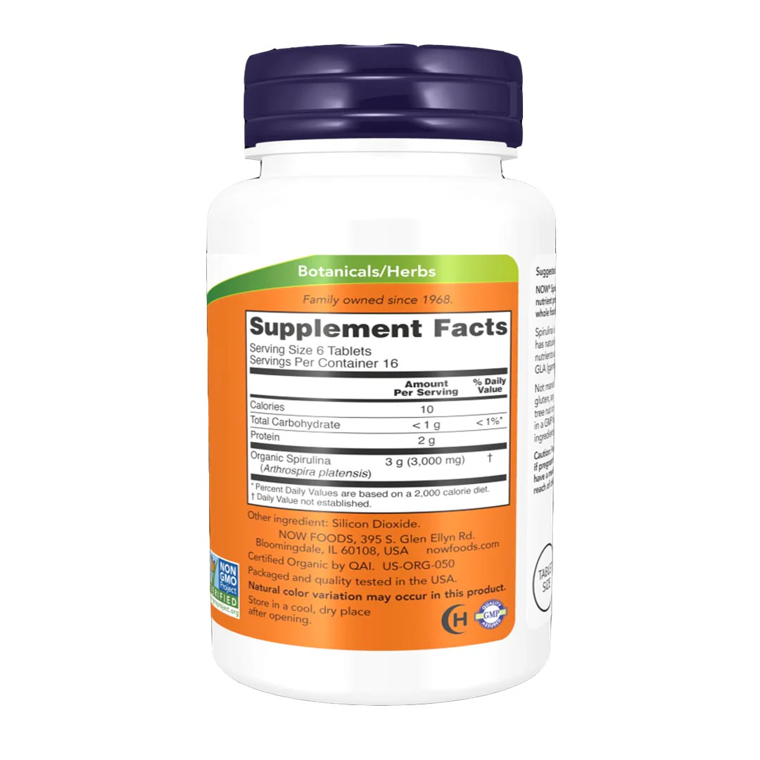 NOW Spirulina 500mg, 100 Ct - Image 2