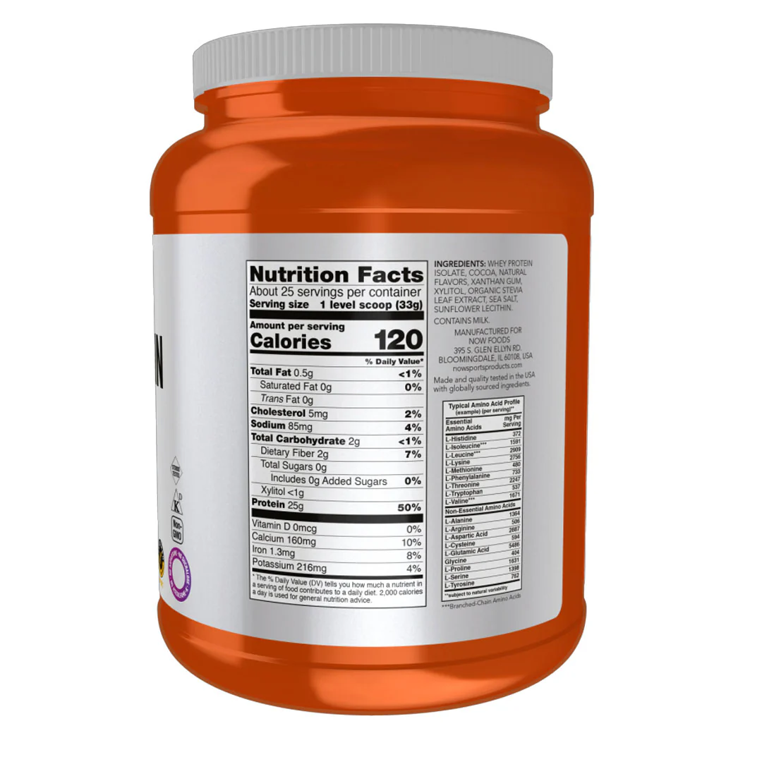 NOW Sports Whey Protein Isolate Creamy Chocolate Powder, 1.8 lbs - Image 2