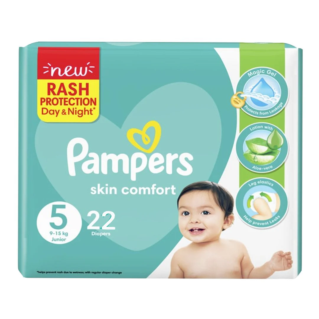 Pampers Skin Comfort Diapers Size 5 (Junior), 22 Ct